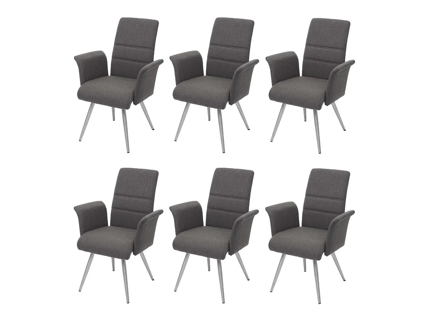 Silla de comedor MCW-G55 (juego de 6), gris-marrón