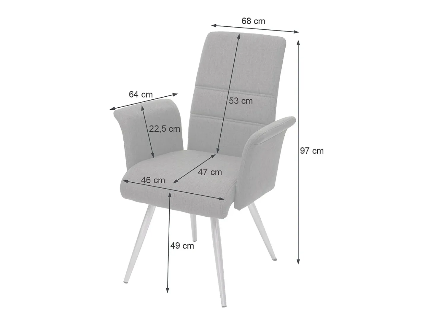 Silla de comedor MCW-G55 (juego de 6), gris-marrón