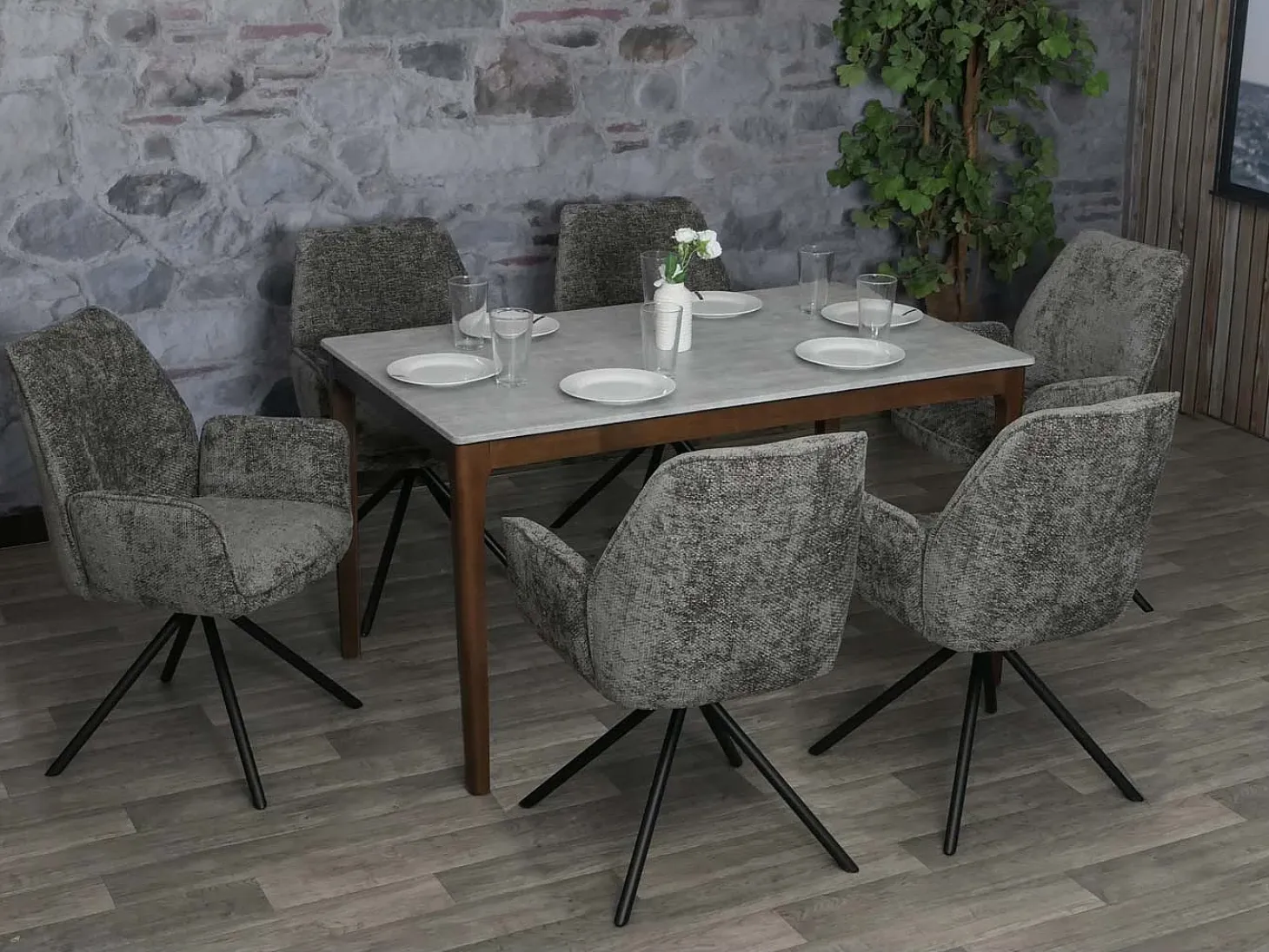Silla de comedor MCW-G67 (juego de 6), gris oscuro