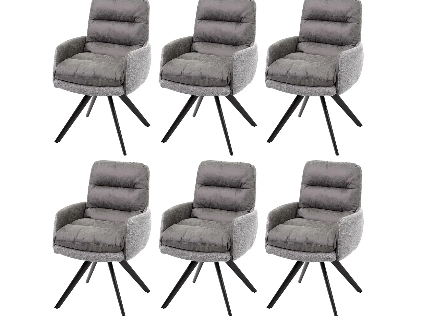 Silla de comedor MCW-G66 (juego de 6), gris claro, con reposabrazos