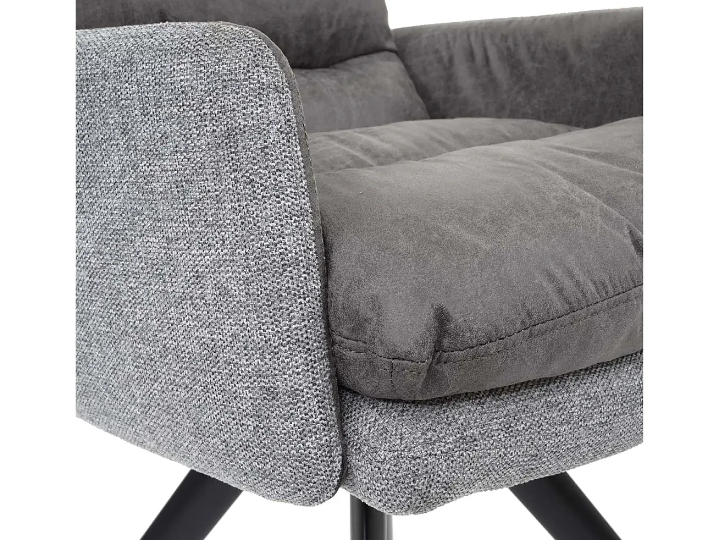 Silla de comedor MCW-G66 (juego de 6), gris claro, con reposabrazos