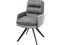 Silla de comedor MCW-G66 (juego de 6), gris claro, con reposabrazos