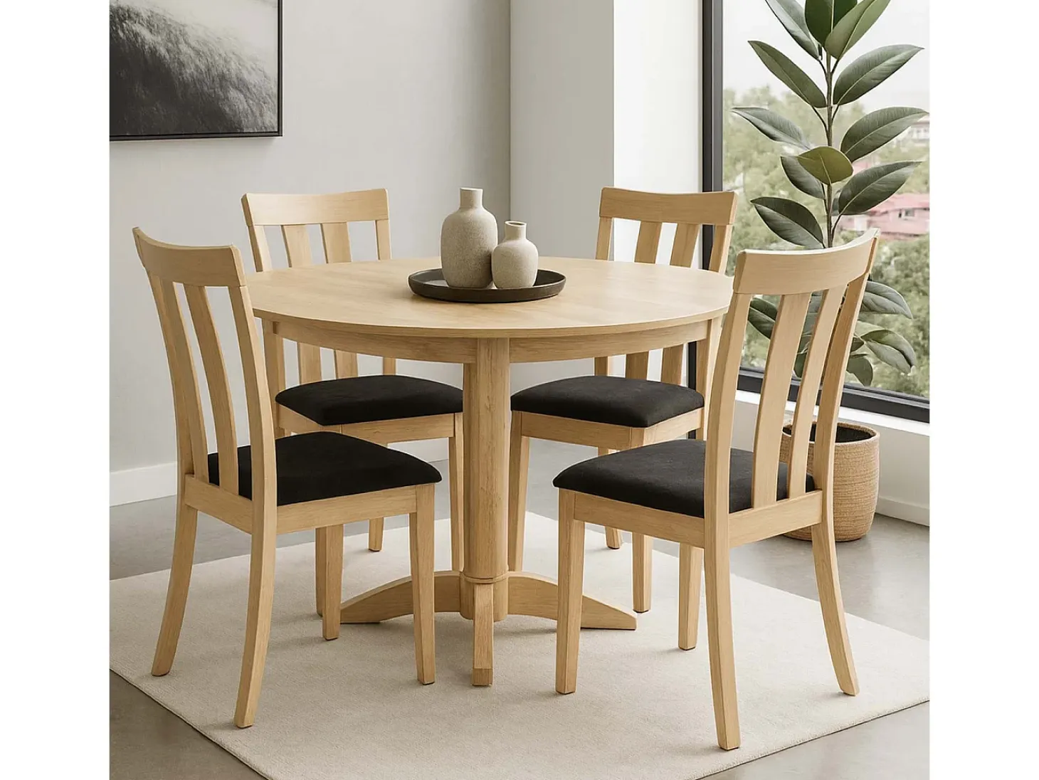 Silla de comedor MCW-G46 (juego de 2), estructura en color natural, negro