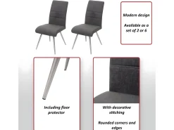 Silla de comedor MCW-G55 (set de 2), gris-marrón