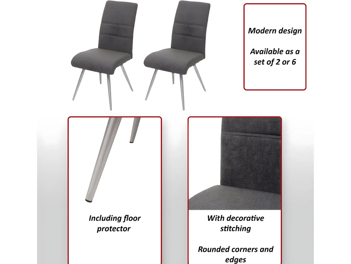 Silla de comedor MCW-G55 (set de 2), gris-marrón
