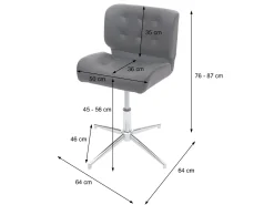 Silla de comedor MCW-H42, piel sintética vintage gris oscuro, base negra