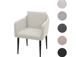 Silla de comedor MCW-H93, tela/textil crema-beige