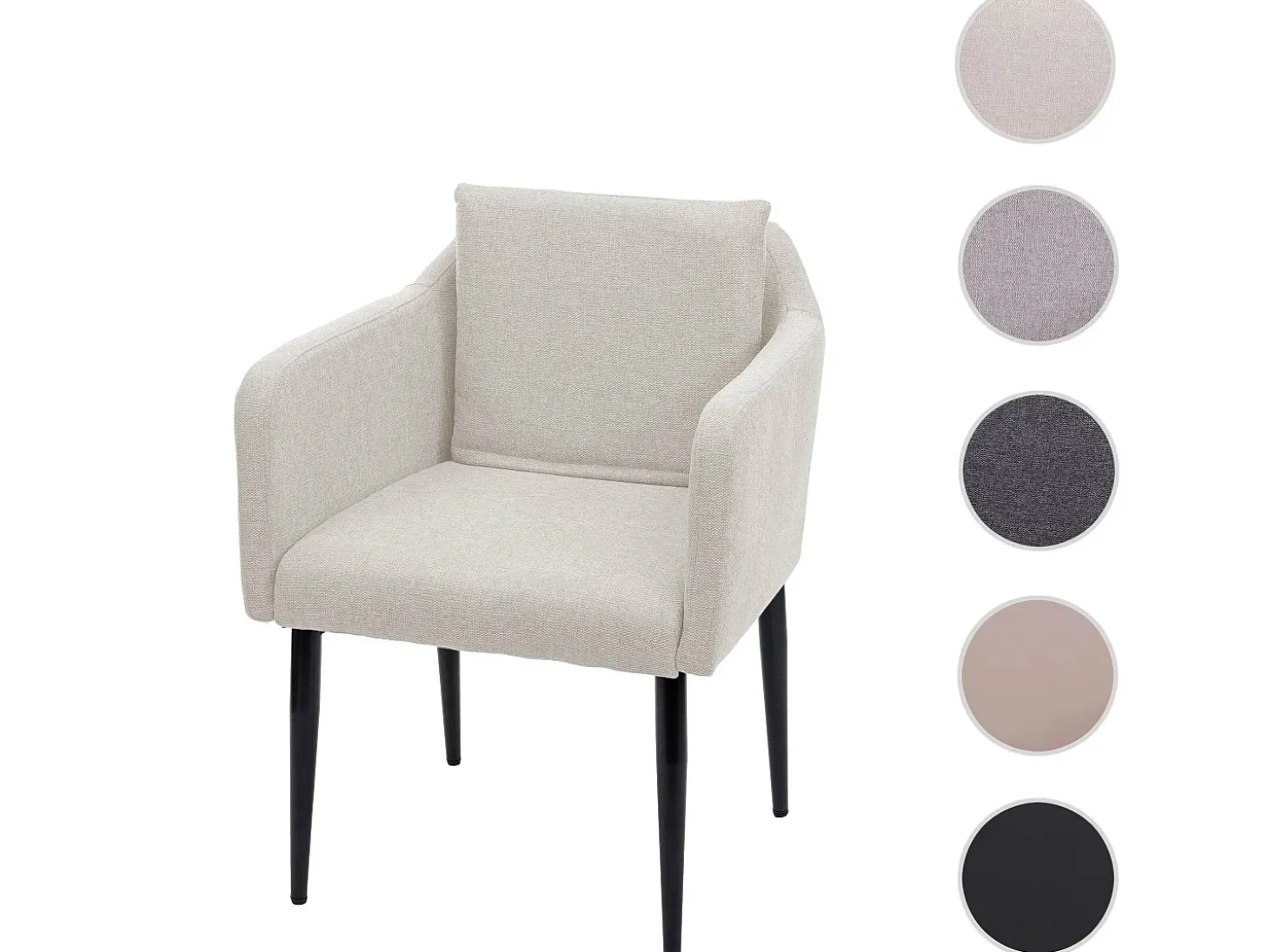 Silla de comedor MCW-H93, tela/textil crema-beige