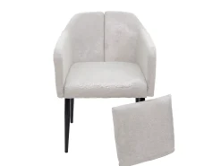 Silla de comedor MCW-H93, tela/textil crema-beige