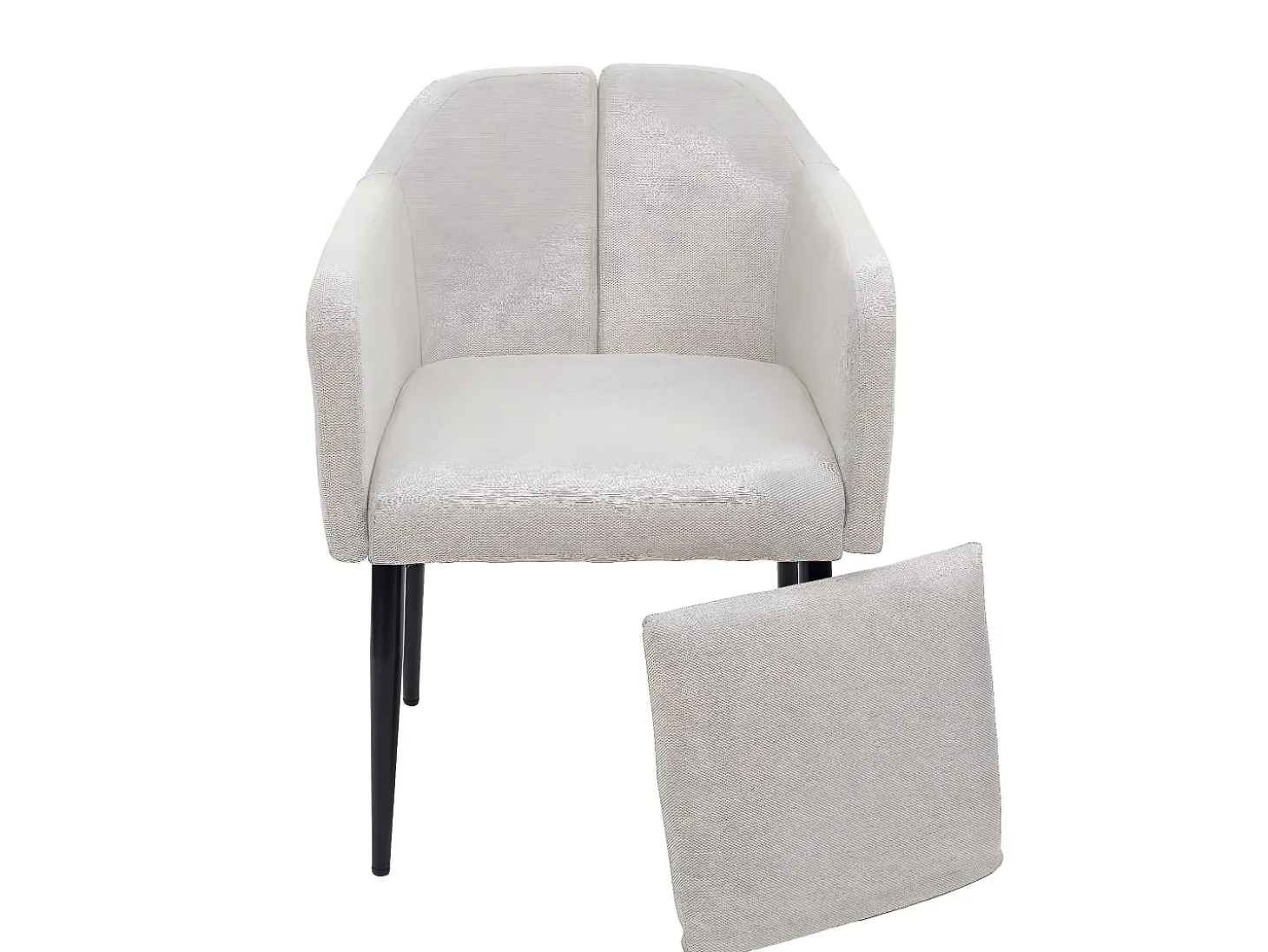 Silla de comedor MCW-H93, tela/textil crema-beige