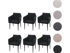 Silla de comedor MCW-H93 (juego de 6), imitación de cuero negro