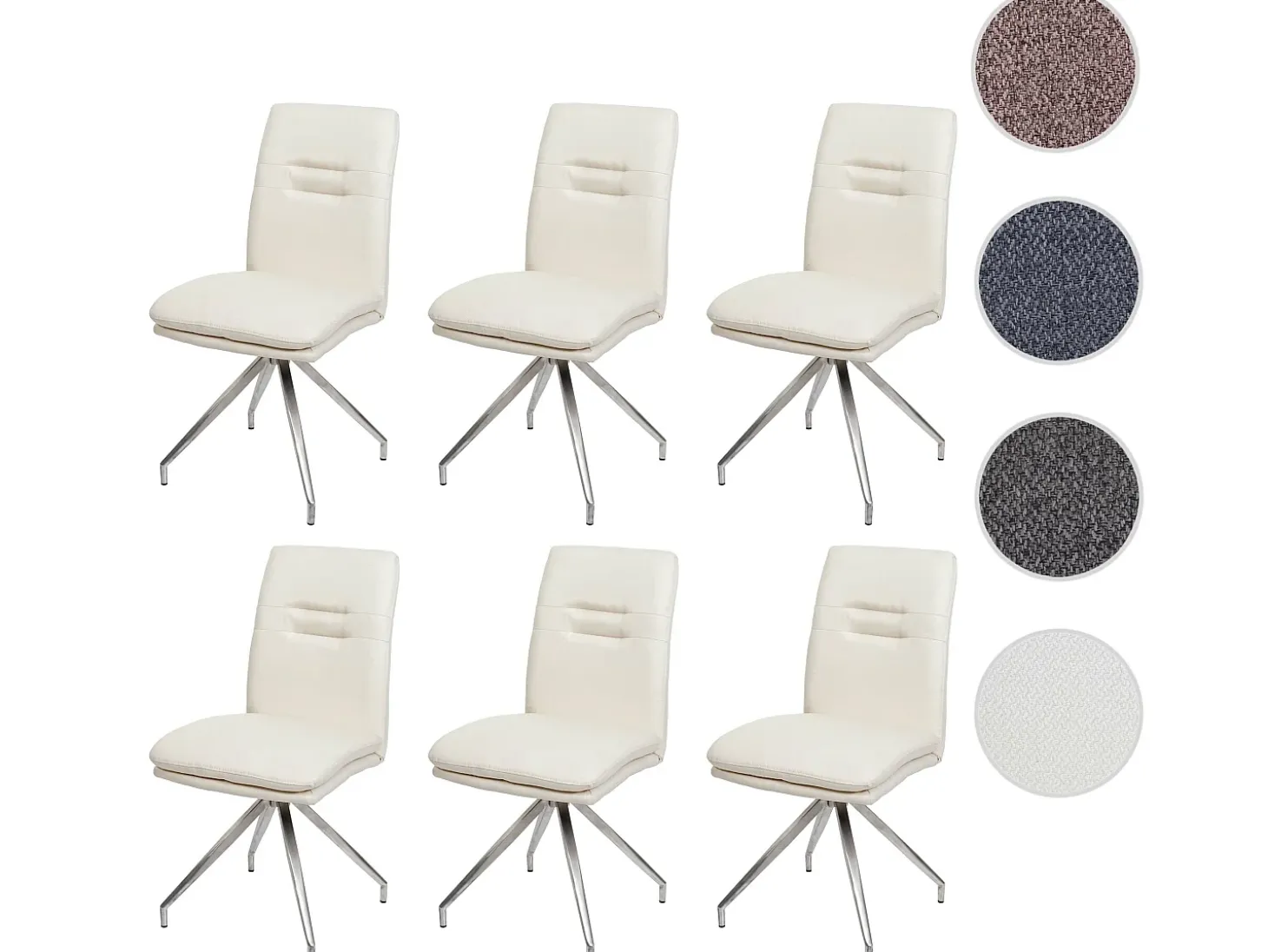 Silla de comedor MCW-H70 (juego de 6), crema-beige