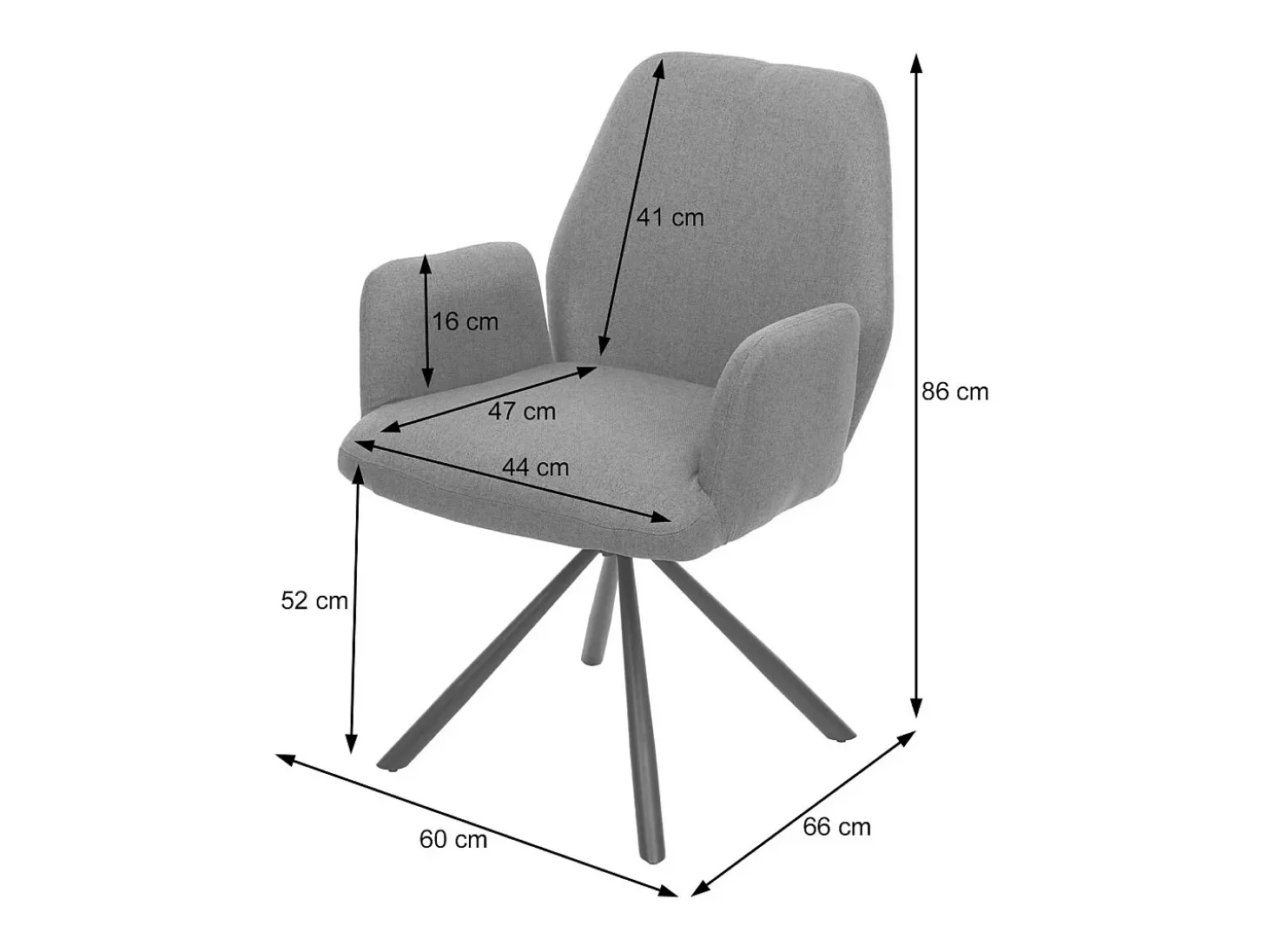 Silla de comedor MCW-H71 (juego de 6) giratoria, gris oscuro