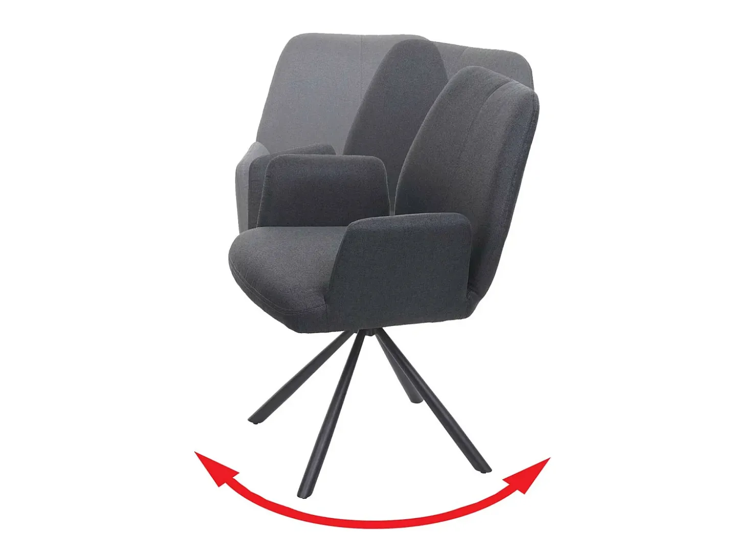 Silla de comedor MCW-H71 (juego de 6) giratoria, gris oscuro
