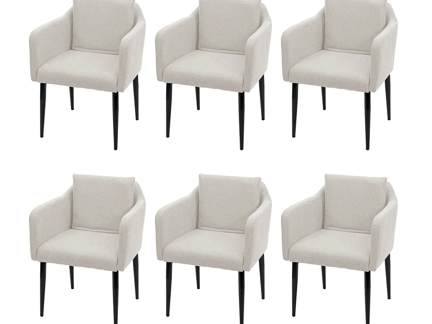 Silla de comedor MCW-H93 (juego de 6), tela/textil crema-beige