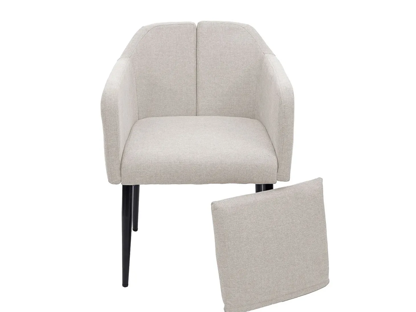 Silla de comedor MCW-H93 (juego de 6), tela/textil crema-beige