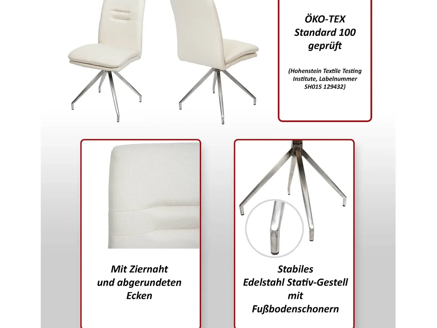 Silla de comedor MCW-H70 (juego de 6), gris oscuro