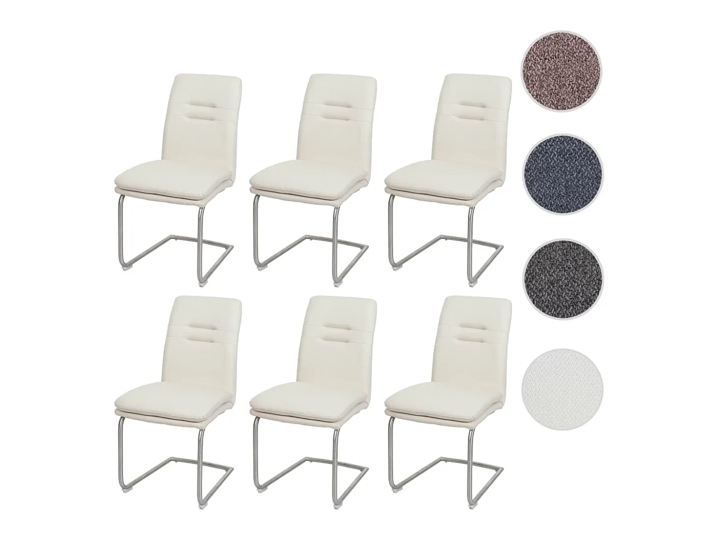 Silla de comedor MCW-H70 (juego de 6), crema-beige