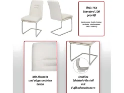 Silla de comedor MCW-H70 (set de 2), crema-beige