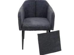 Silla de comedor MCW-H93 (set de 2), tela/textil gris oscuro