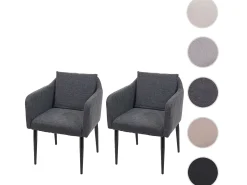 Silla de comedor MCW-H93 (set de 2), tela/textil gris oscuro