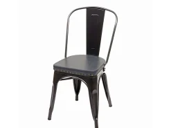 Silla de comedor MCW-H10e (juego de 4), negro-gris