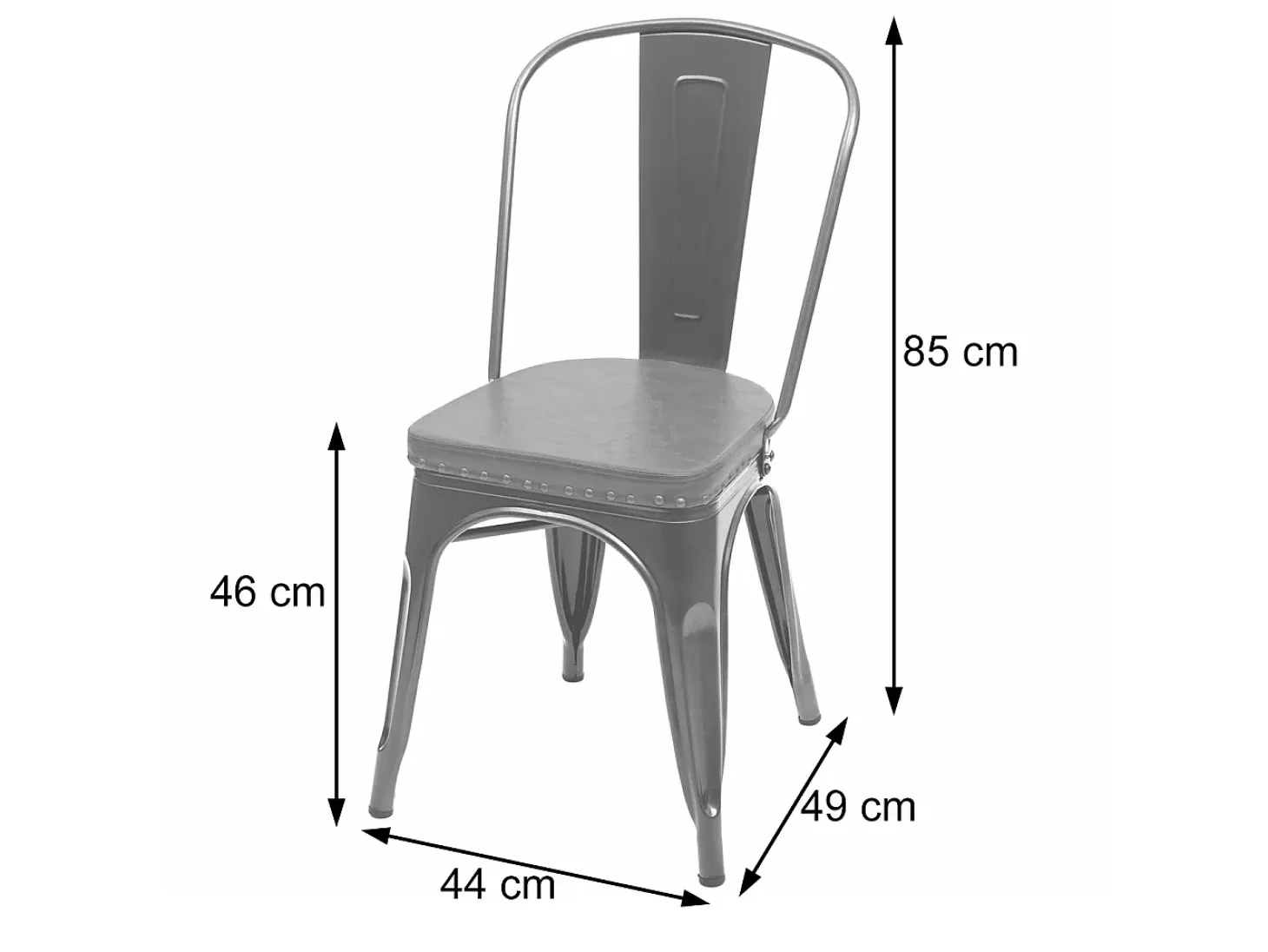 Silla de comedor MCW-H10e (juego de 4), negro-gris
