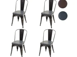 Silla de comedor MCW-H10e (juego de 4), negro-gris
