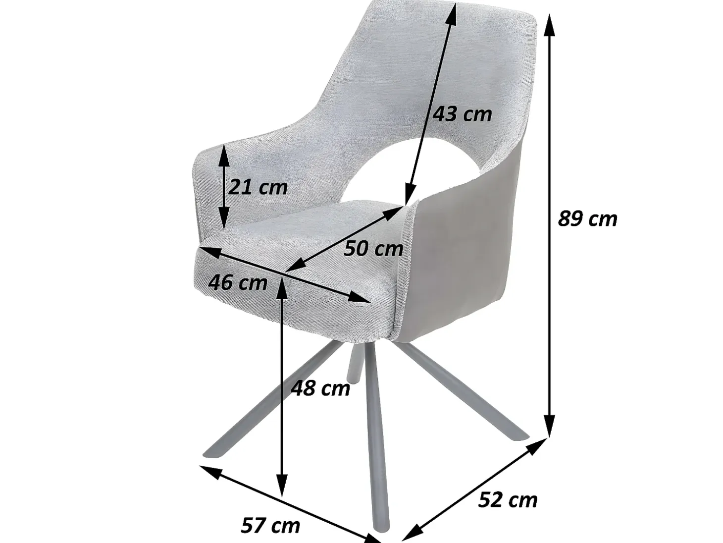 Silla de comedor MCW-K3, gris-gris oscuro