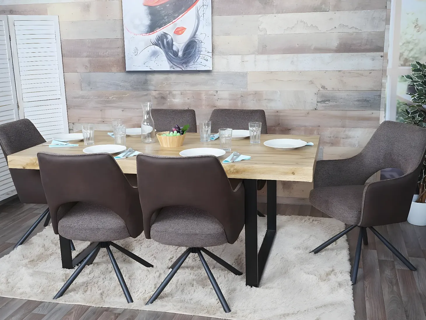 Silla de comedor MCW-K3, marrón-marrón oscuro
