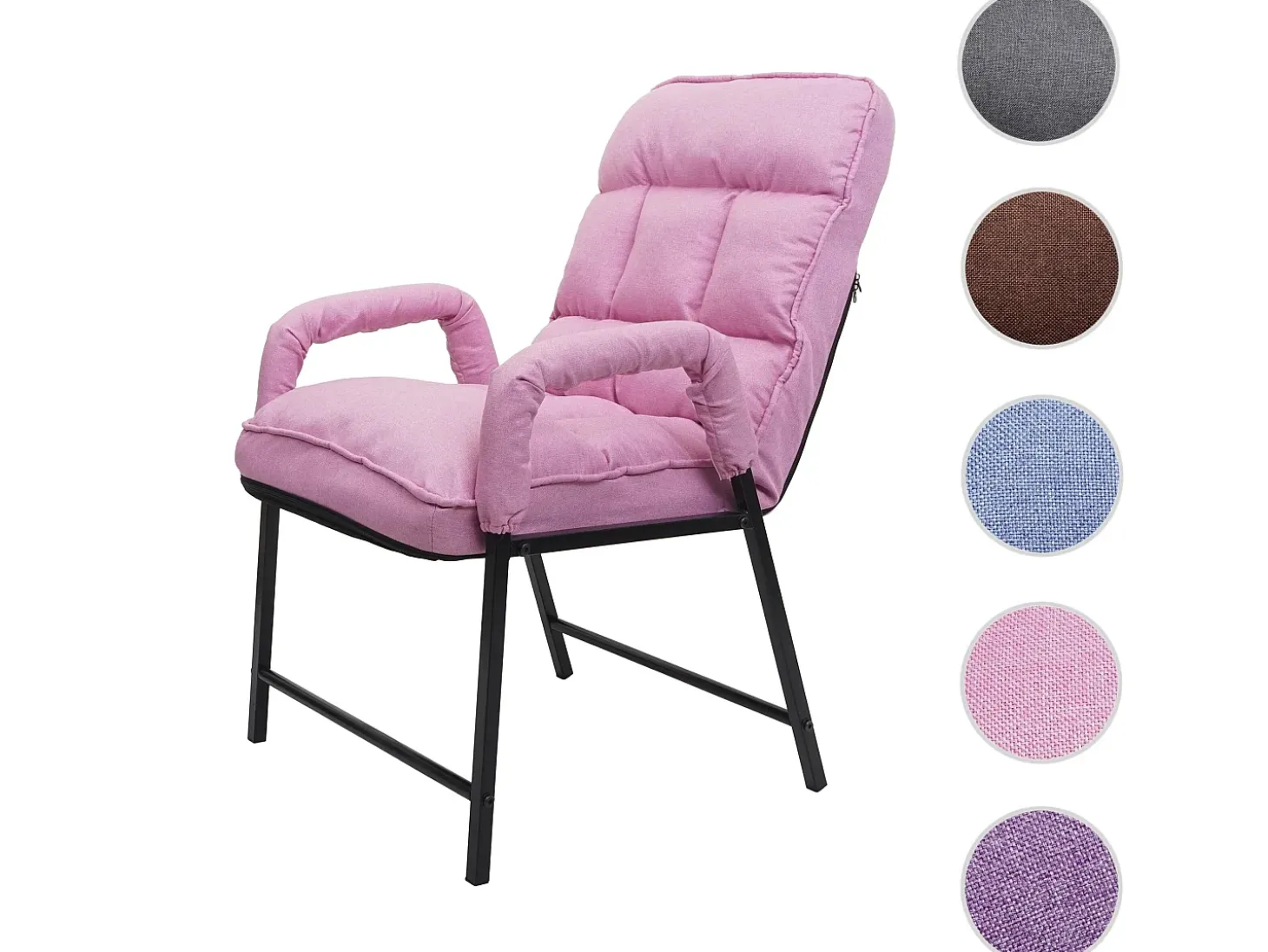 Silla de comedor MCW-K40, tela/textil rosa