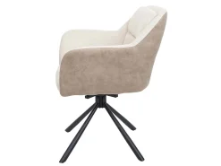 Silla de comedor MCW-K33 (juego de 6), polipiel, crema