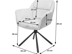 Silla de comedor MCW-K33 (juego de 6), polipiel, crema