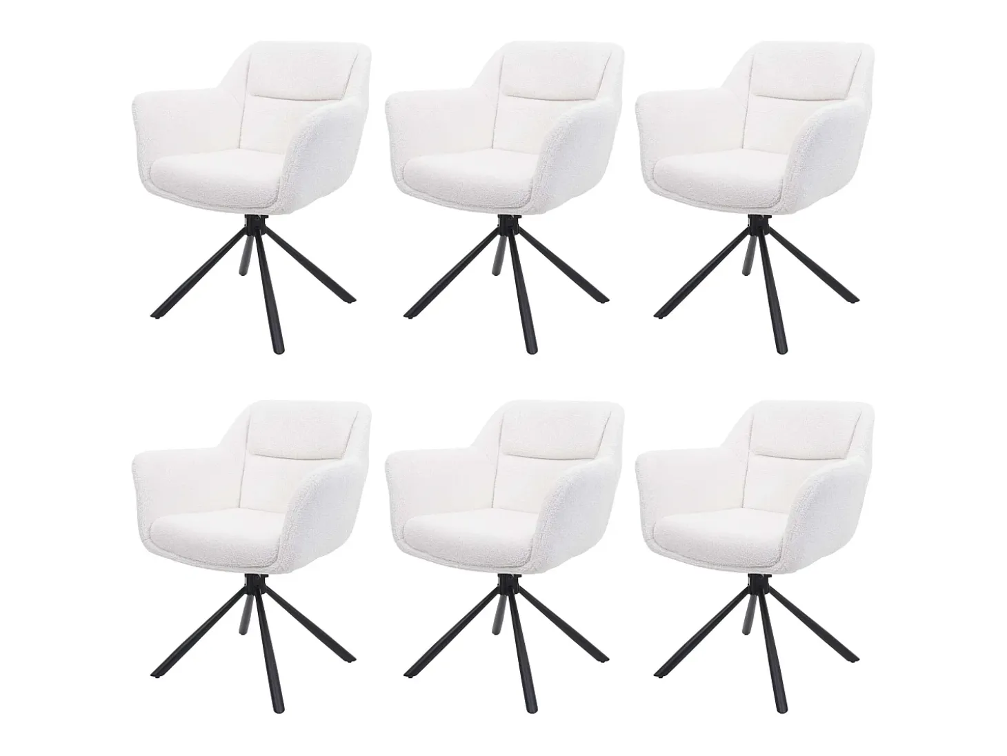 Silla de comedor MCW-K33 (juego de 6), bouclé-blanco