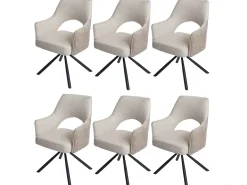 Silla de comedor MCW-K30 (juego de 6), crema