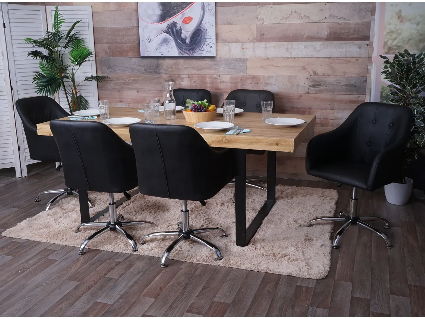 Silla de comedor MCW-L92, piel sintética negra
