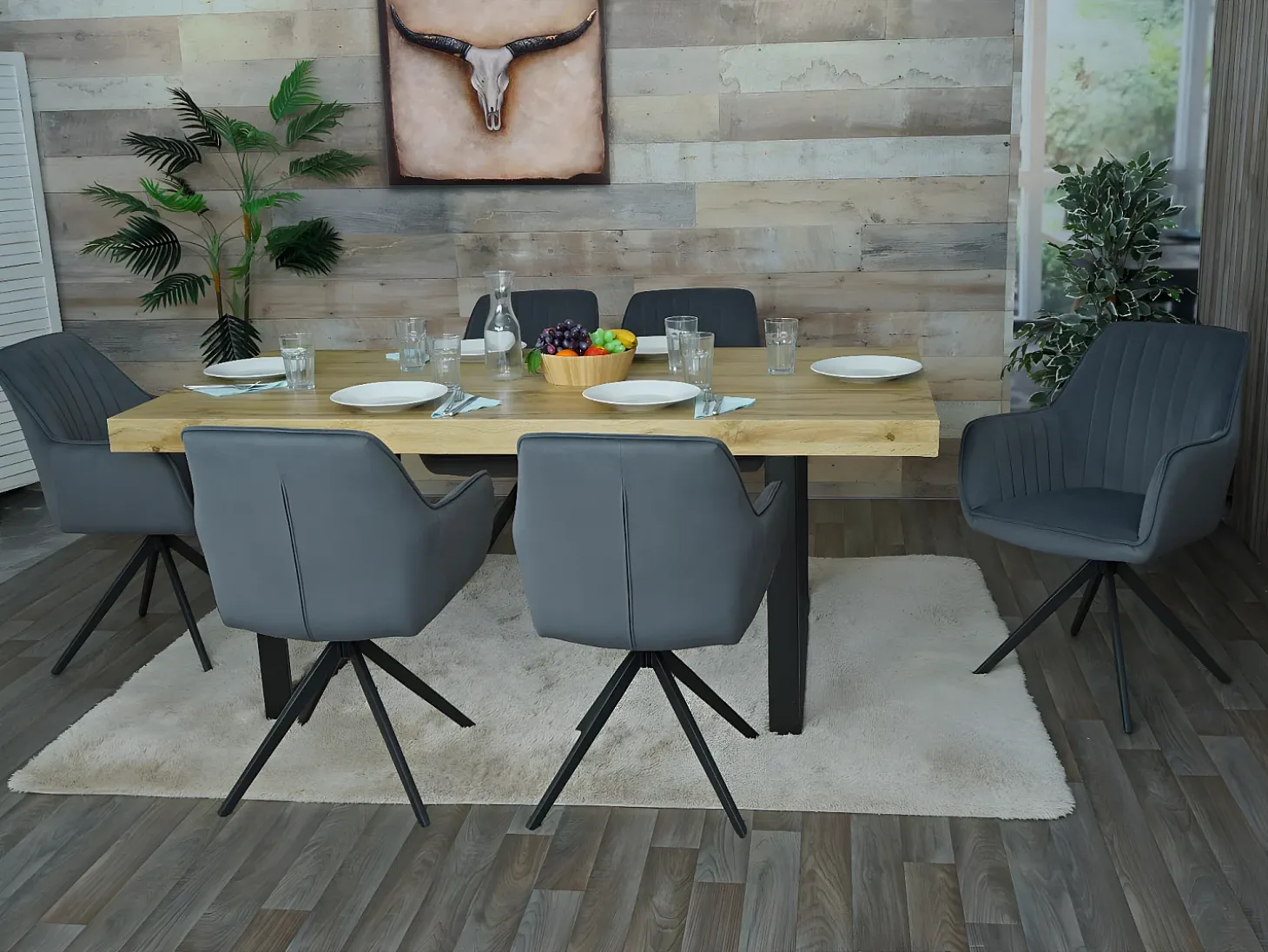 Silla de comedor MCW-L79 (juego de 6), antracita