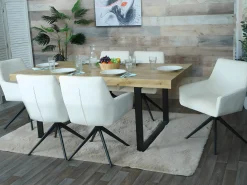 Silla de comedor MCW-L91 (juego de 6), crema-beige