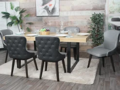 Silla de comedor MCW-M60 (juego de 6), gris oscuro-gris claro