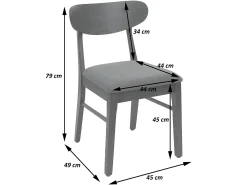 Silla de comedor MCW-M59 (set de 2), estructura oscura, crema