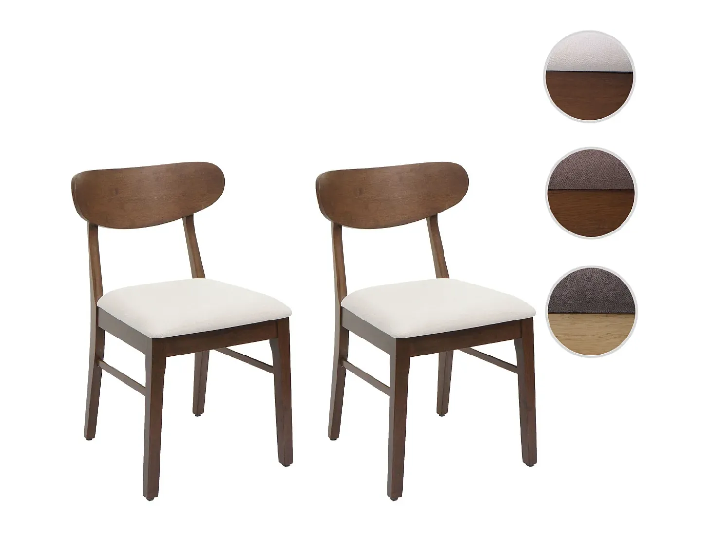 Silla de comedor MCW-M59 (set de 2), estructura oscura, crema