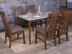Silla de comedor MCW-M58 (set de 2), estructura oscura, topo