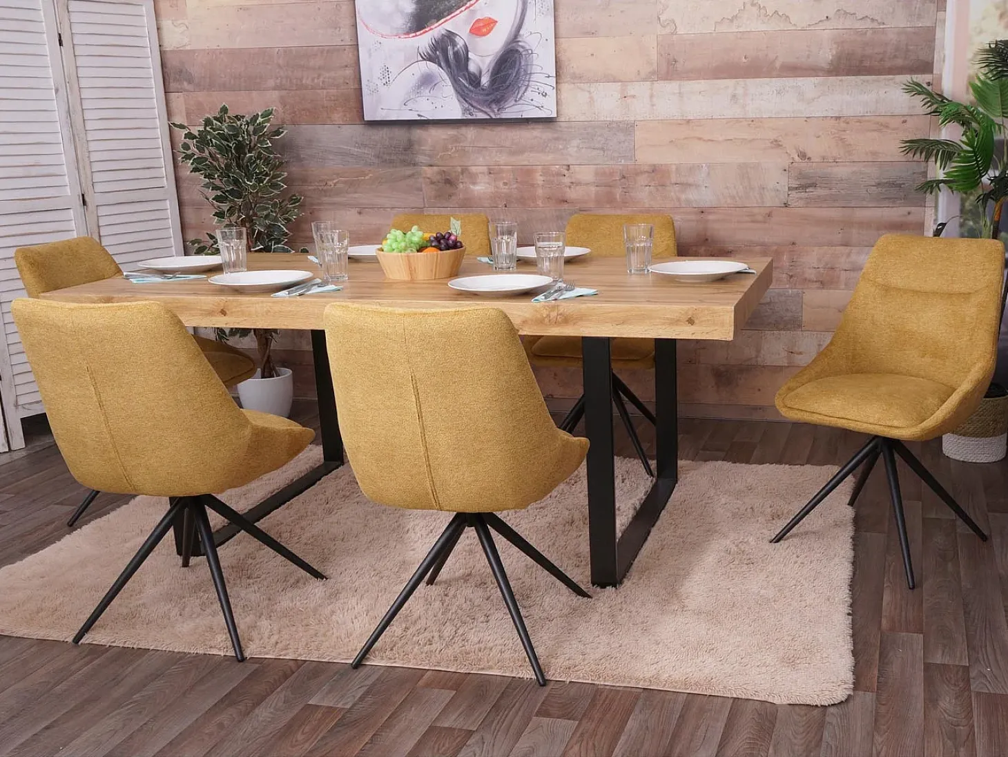 Silla de comedor MCW-M65 (set de 2), amarillo mostaza
