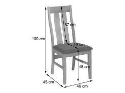 Silla de comedor MCW-M58 (set de 2), estructura oscura, crema