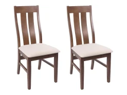 Silla de comedor MCW-M58 (set de 2), estructura oscura, crema