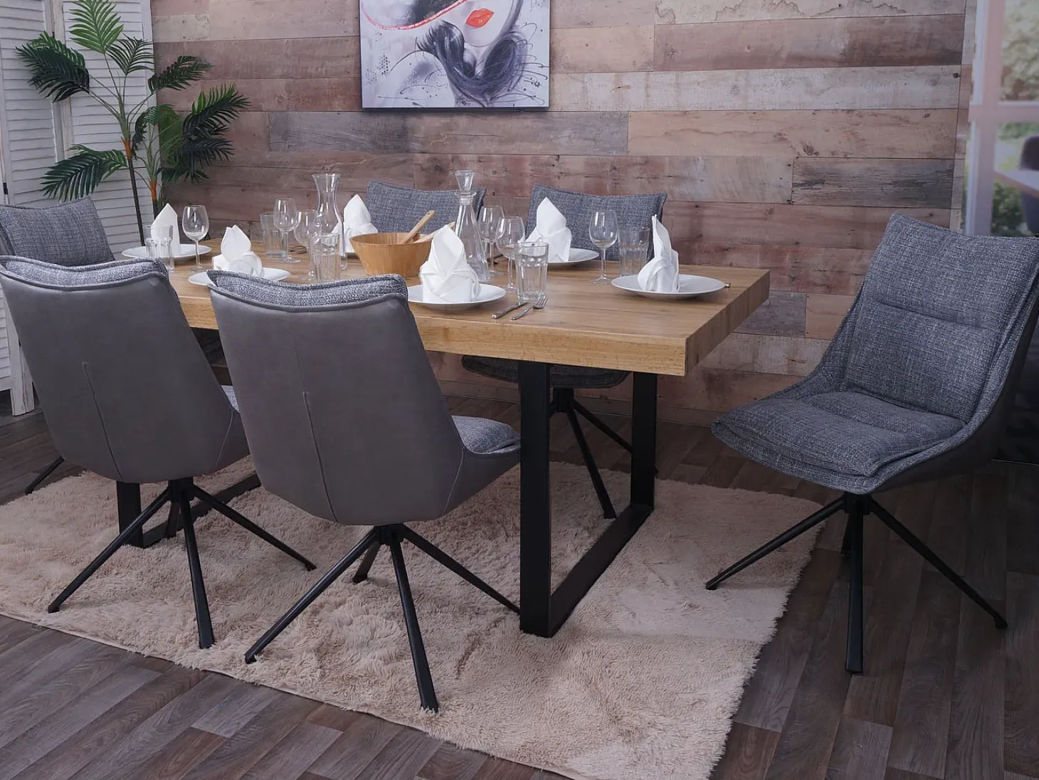 Silla de comedor MCW-N71, gris