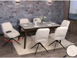 Silla de comedor MCW-N74 (juego de 6), color crema
