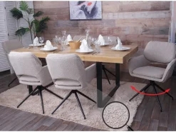 Silla de comedor MCW-N74 (juego de 6), beige