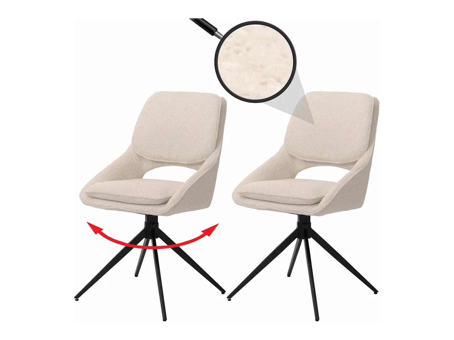 Silla de comedor MCW-N73 (juego de 2), crema