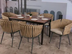Silla de comedor MCW-N38 (set de 2), marrón Cojín gris oscuro